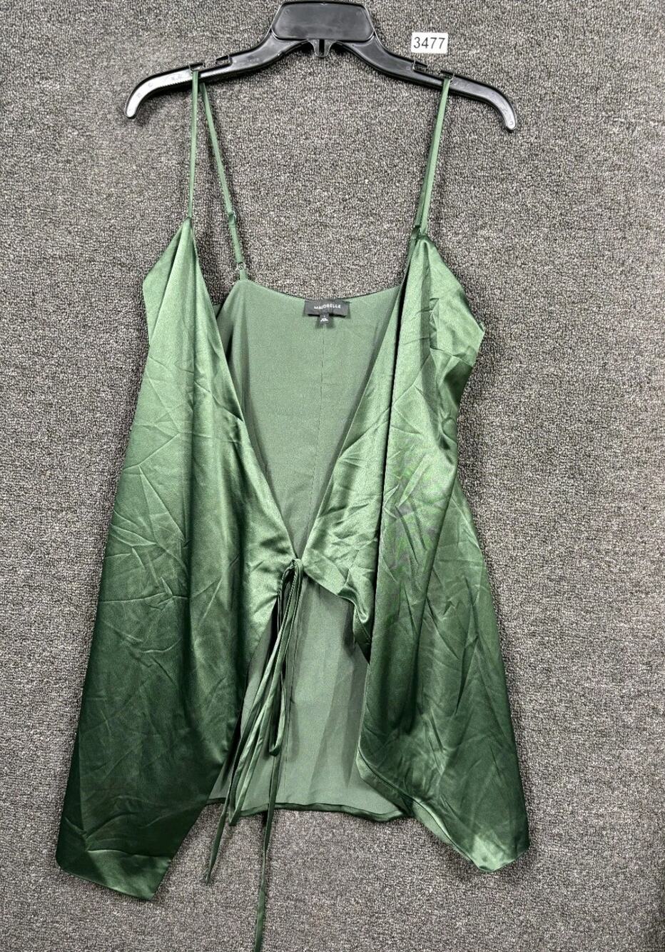 Majorelle Nina Satin Wrap Mini Dress Womens Size S Green Sleeveless